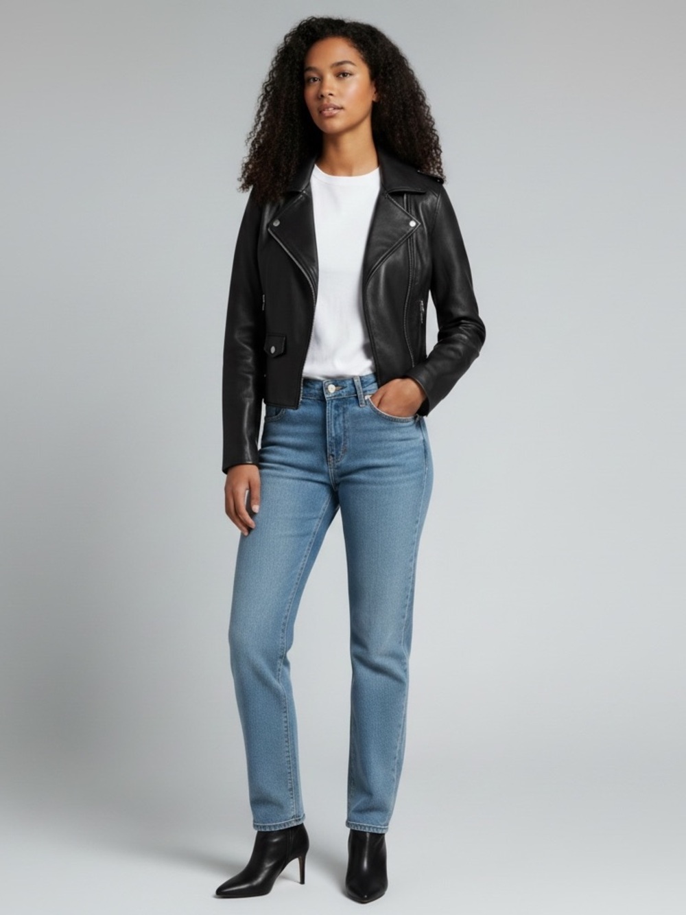 Generation Love Cosmo Stretch Vegan Leather Moto Jacket Black S NWOT